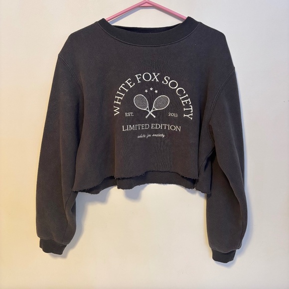 White Fox Society Limited Cropped Sweatshirt Sweater Dark Grey Womens Size S / M - Picture 1 of 4